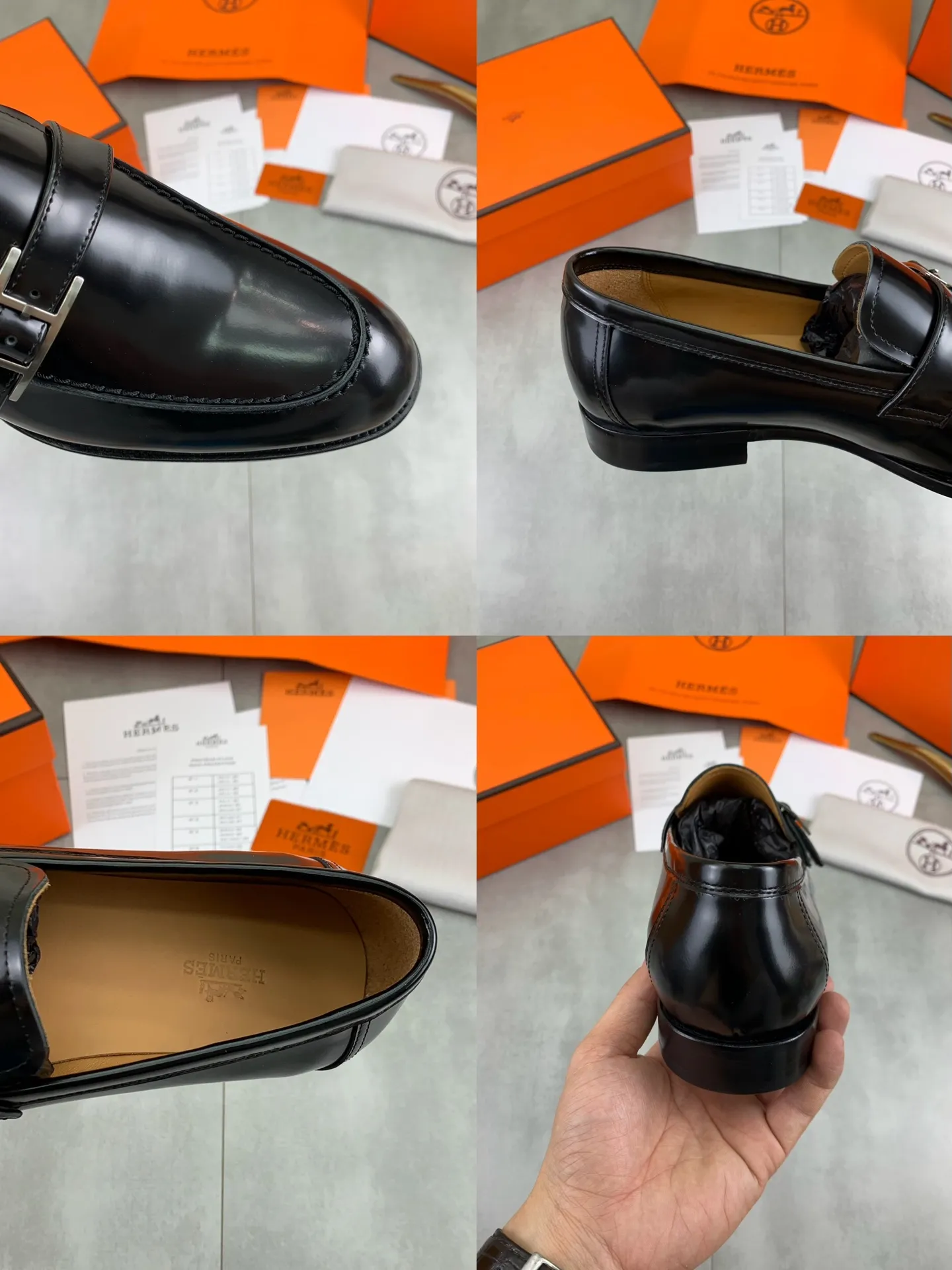 Factory price P980 💰💎💎💎 Original genuine leather outsole Brand: Hermès Grade: Same as the official website Original quality materials: Original soft calfskin Water-dyed cowhide lining Original Italian genuine leather outsole Style categories: Men's fashion Formal casual leather shoes Slip-on men's shoes series Young fashion European and American trends British style Code number: 39-45 (38.46 can be customized)
